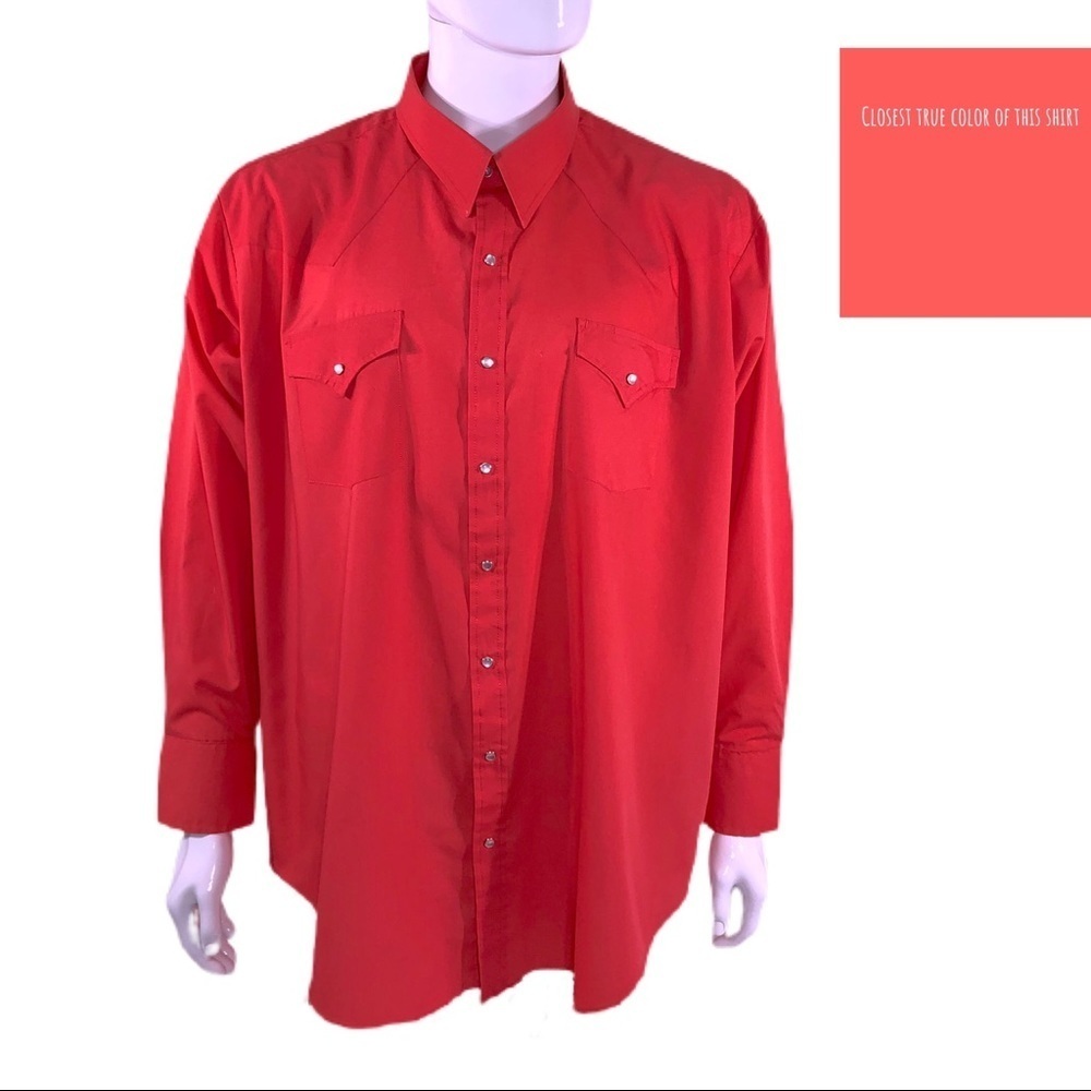Ely Cattleman Men’s Tall Salmon Western Shirt